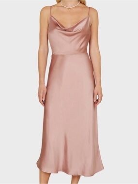 BHLDN Satin Blush Maxi Dress